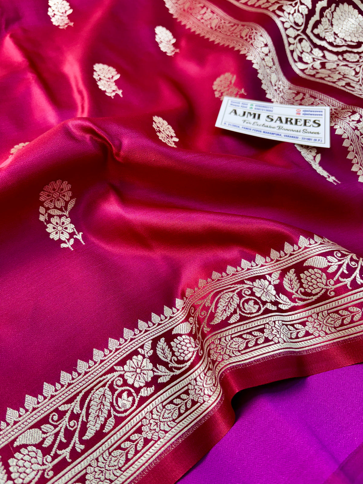 Premium Dual-Tone Magenta × Maroon Mashru Katan Silk Banarasi Saree Banarasi Saree