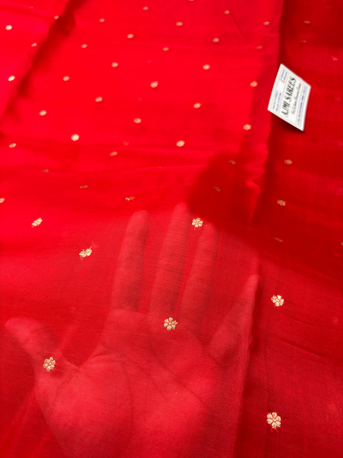 Pure Kora Silk Handloom Banarasi Saree Rich Red-All-Over Kadwa Motifs Banarasi Saree