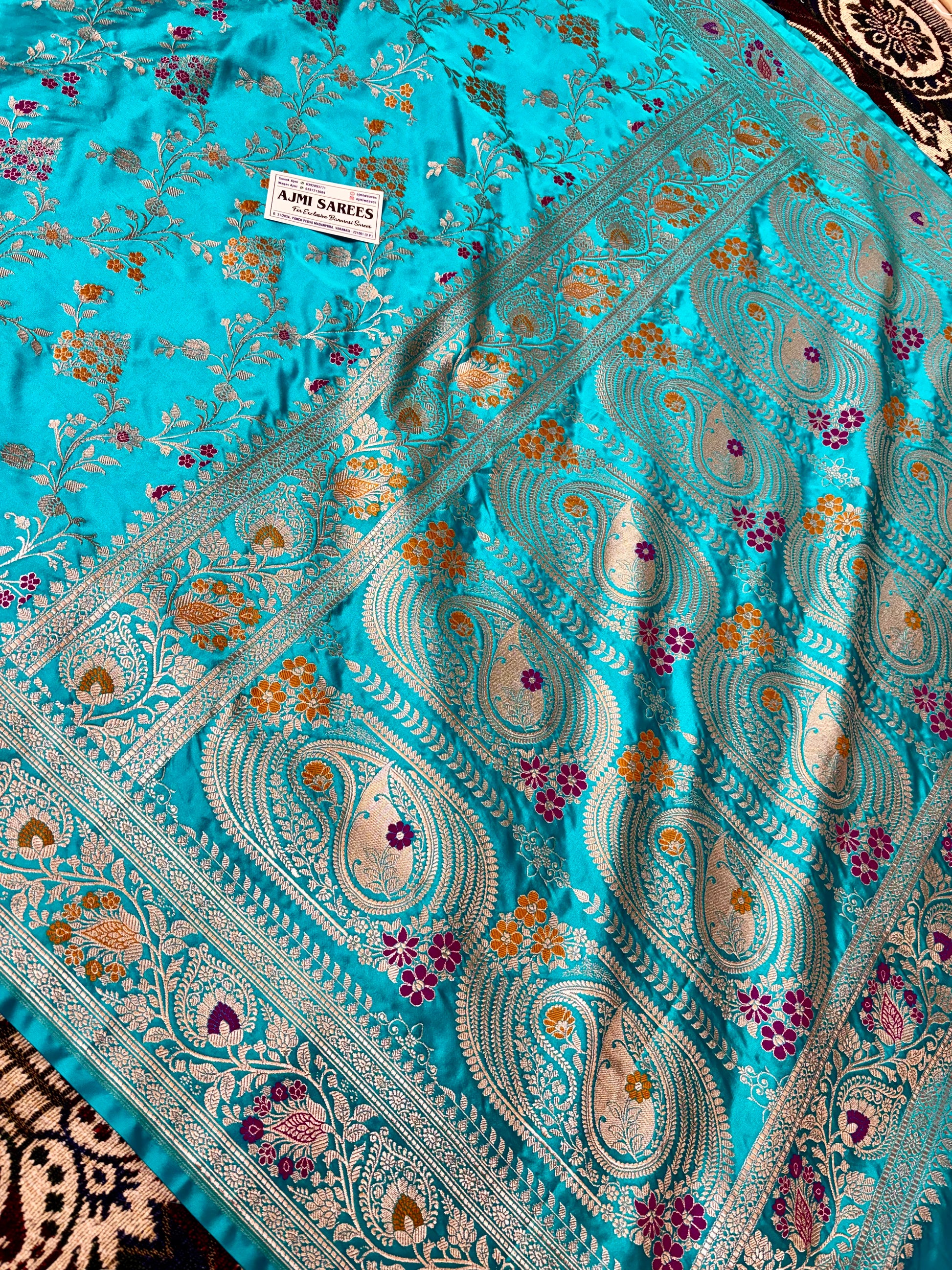Banarasi Style Saree with Floral Meenakari Jaal Design