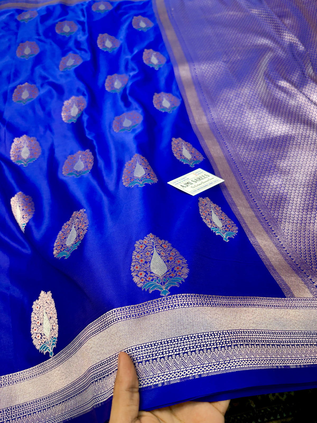Neeta Ambani Inspired Royal Blue Premium Mashru Katan Silk Banarasi Saree Banarasi Saree