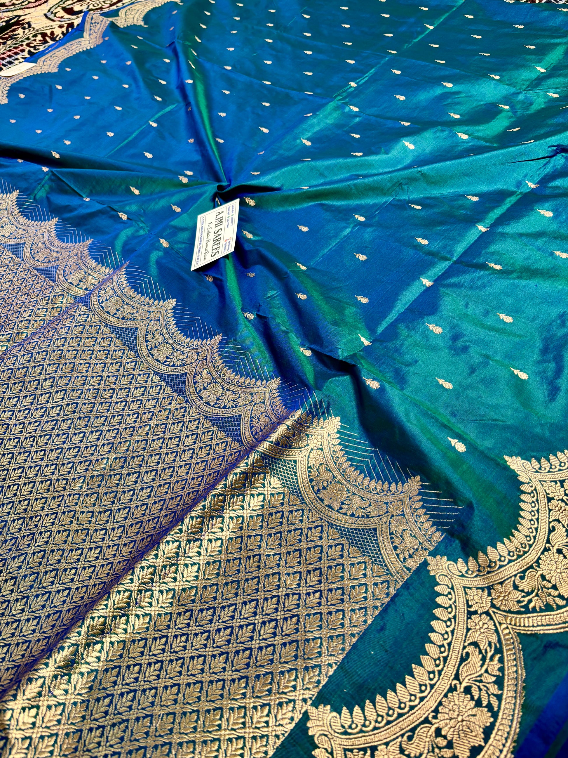 Authentic Banarasi Katan silk saree with intricate kadwa weaving pattern