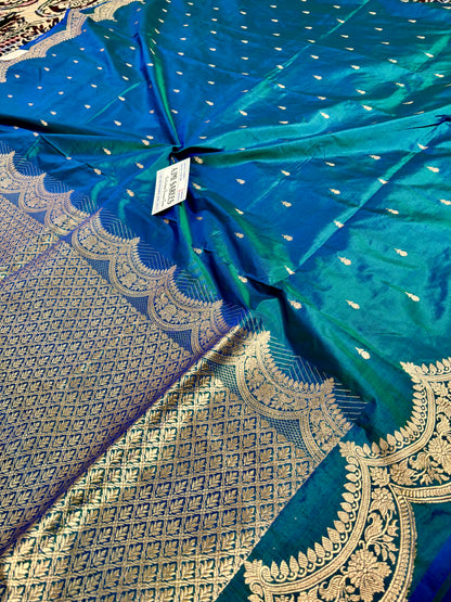 Authentic Banarasi Katan silk saree with intricate kadwa weaving pattern