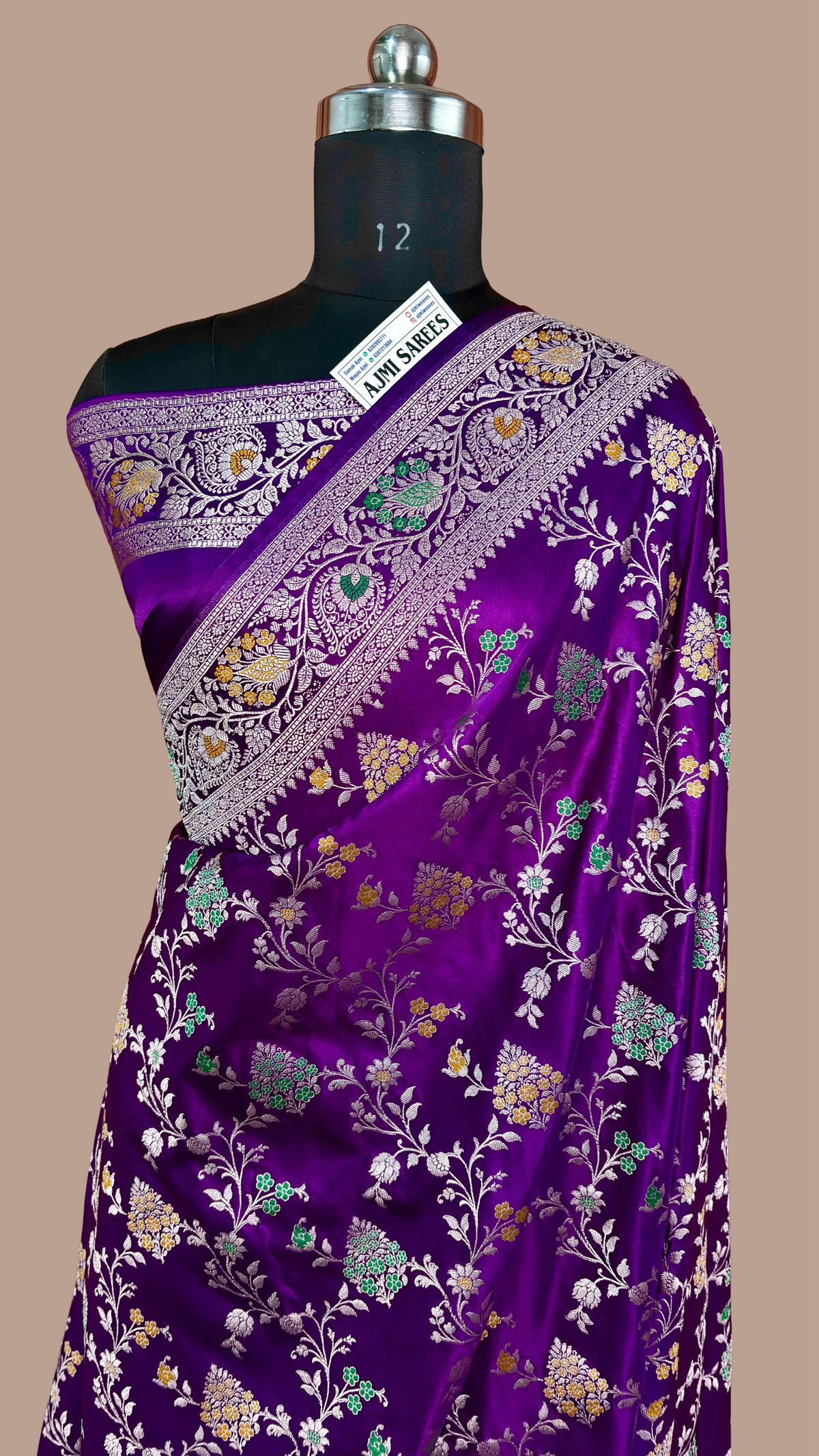 Premium Purple Mashru Katan Silk Banarasi Saree – Meenakari Jaal Banarasi Saree