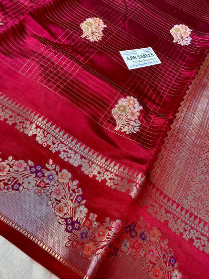 Traditional wine Banarasi silk saree for weddings and festive occasions