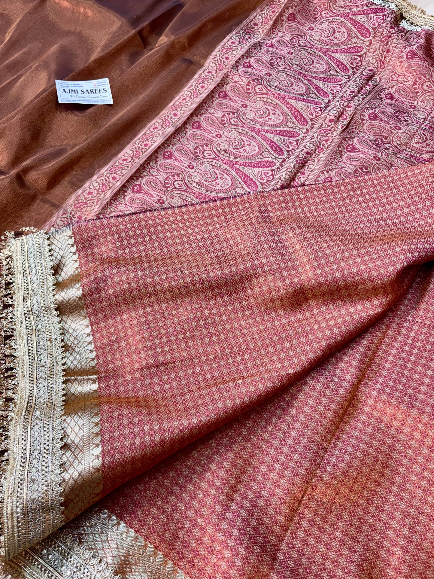 Elegant Glass Tissue Saree with Brocade Blouse Piece
