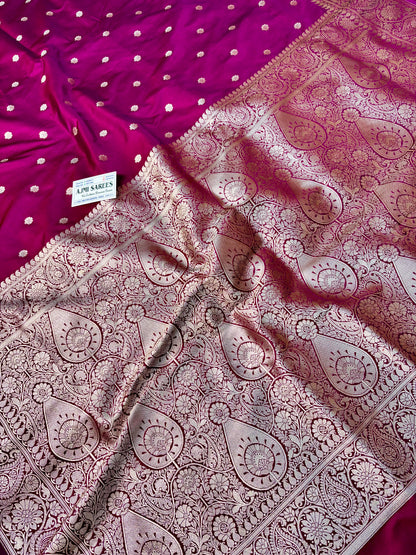 Premium Dual-Tone Burgundy Mashru Katan Silk Banarasi Saree – All-Over Motifs Banarasi Saree