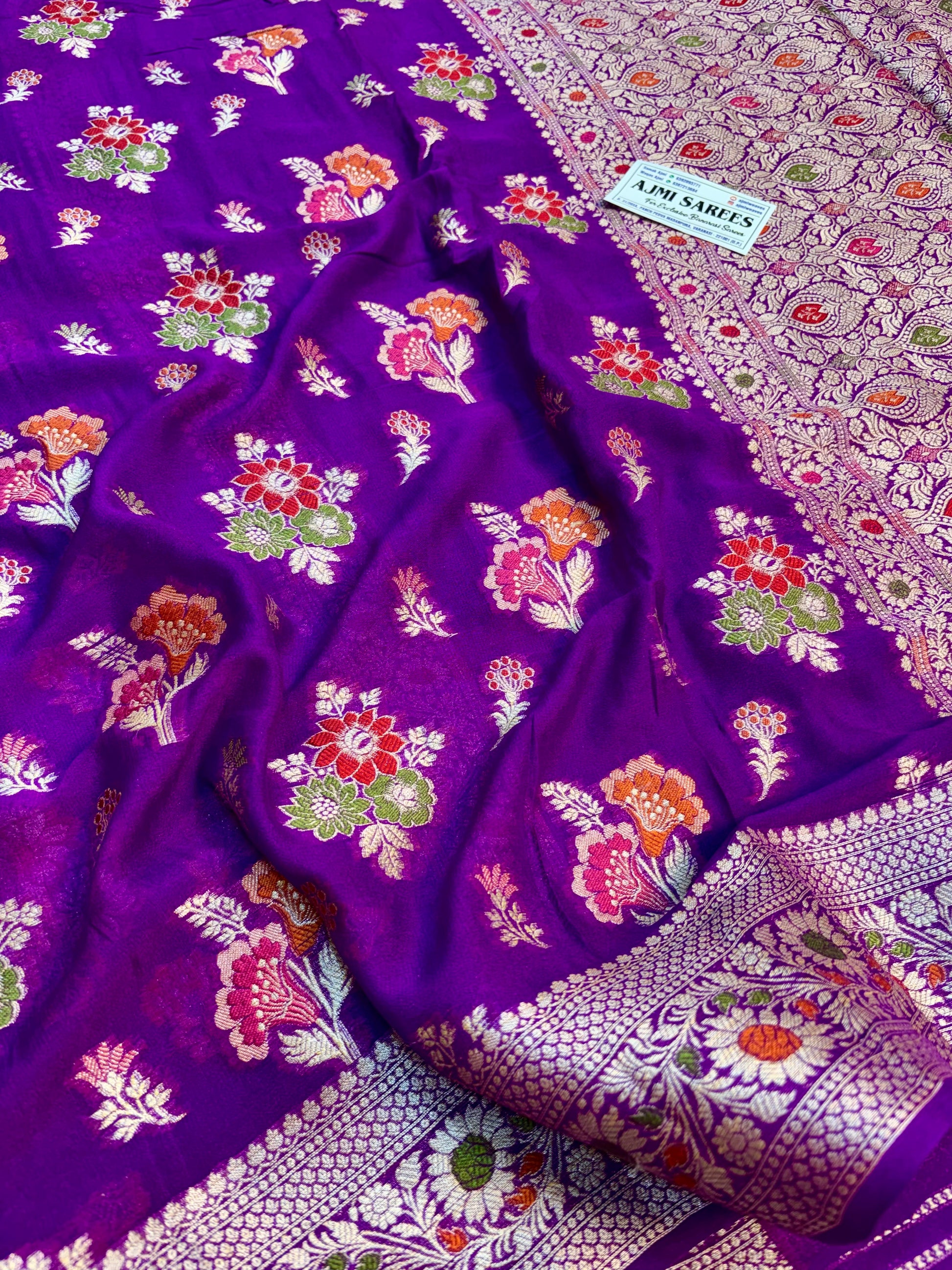 Magenta Banarasi Saree with Floral Tilfi Motifs