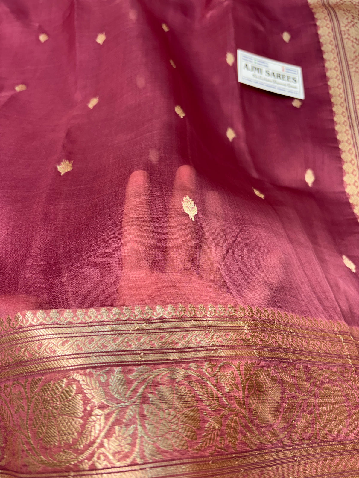 Pure Kora Silk Handloom Banarasi Saree – Onion Pink | All-Over Kadwa Motifs Banarasi Saree
