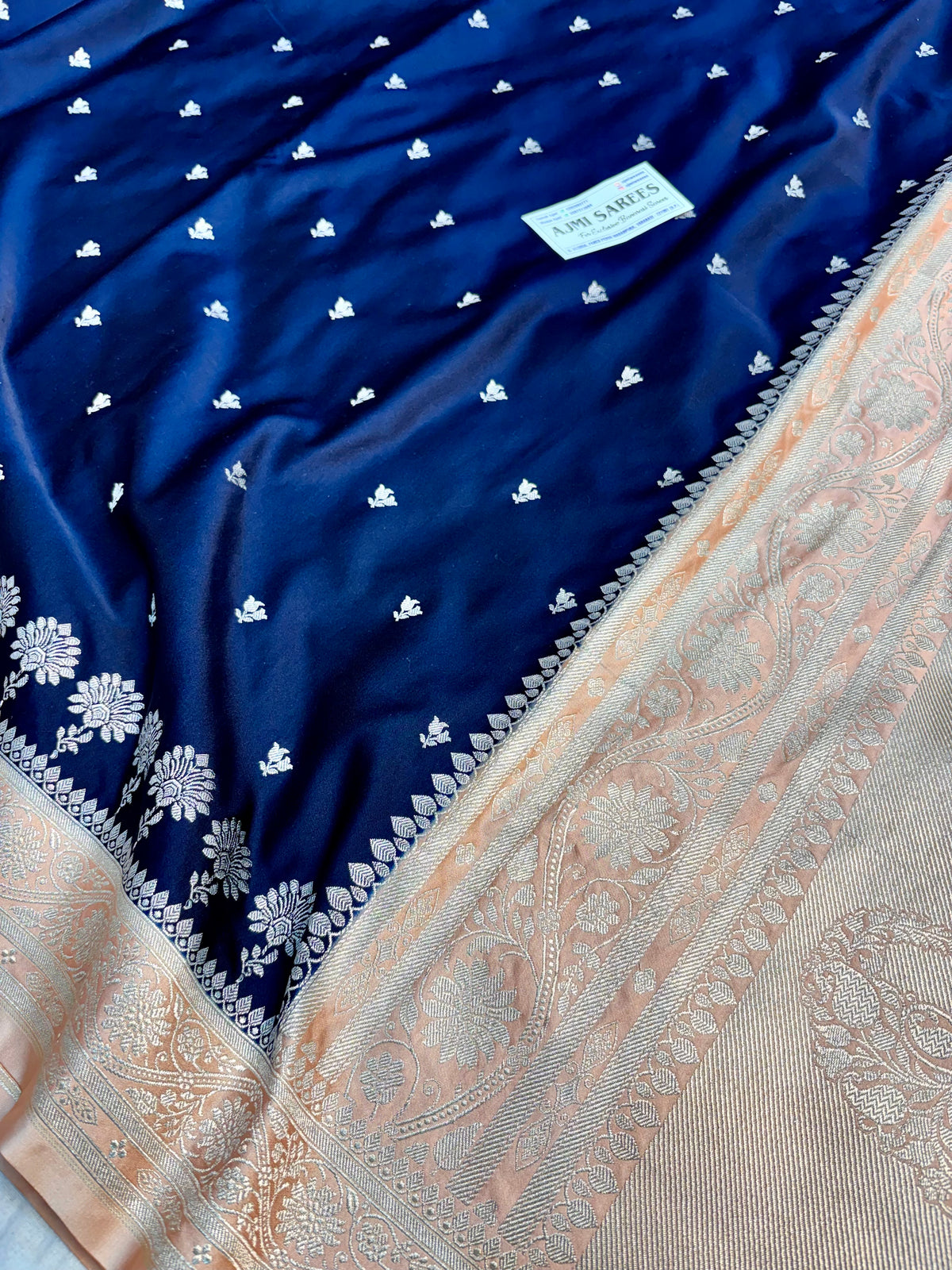 Premium Banarasi silk saree with floral zari border