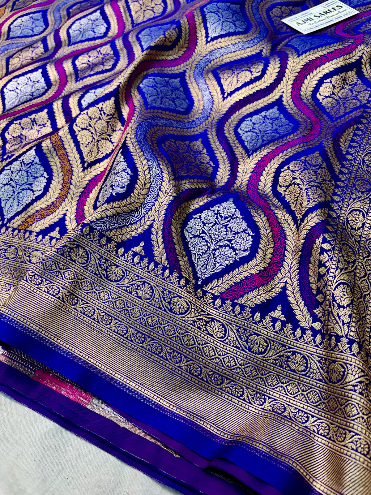 Luxury Royal Blue Mashru Katan Silk Grand Banarasi Saree Banarasi Saree