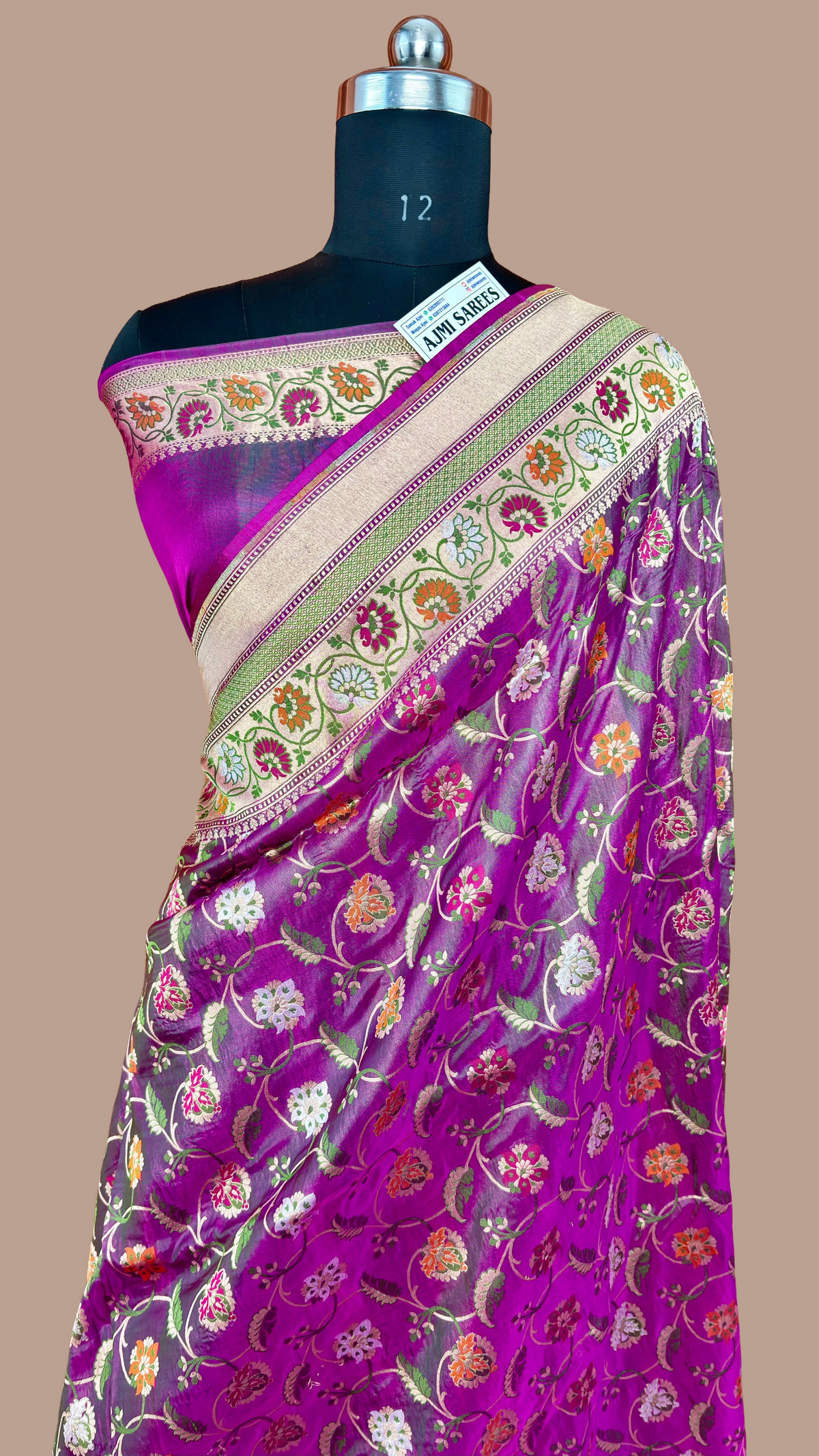 100% Pure Katan Silk Banarasi Tilfi Meenakari Saree – Magenta Banarasi Saree