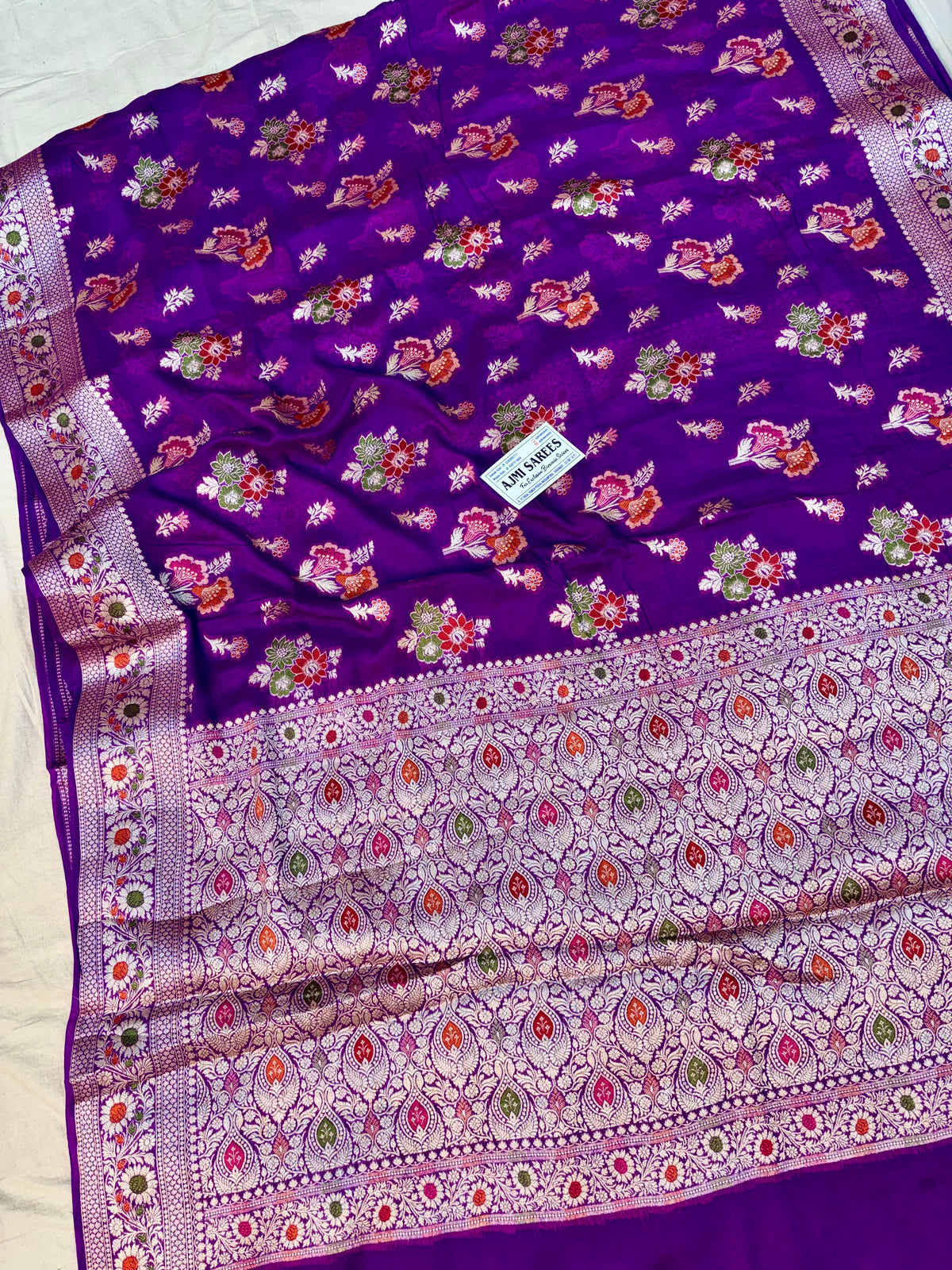 Magenta Floral Banarasi Saree for Wedding Wear