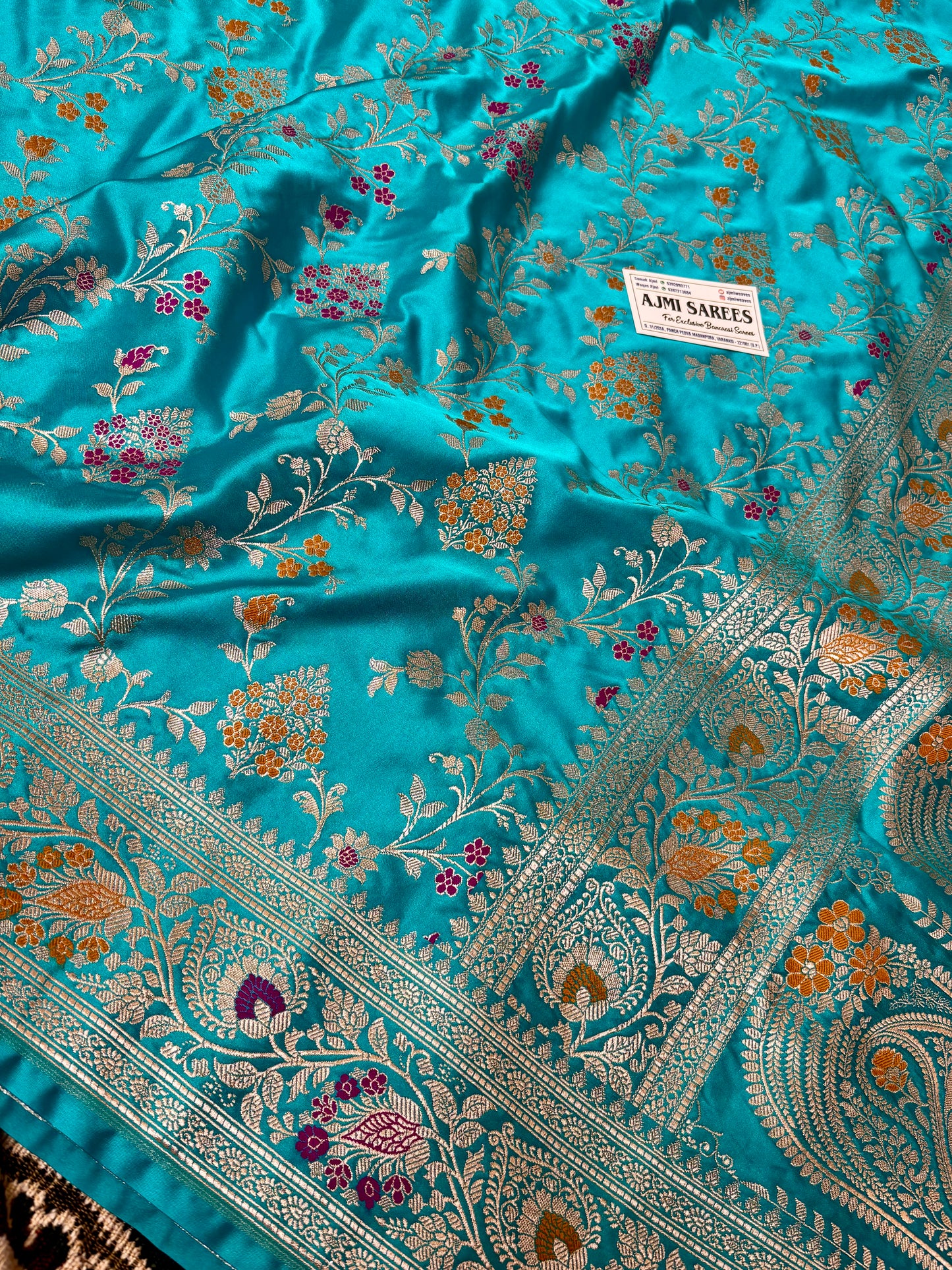 Elegant Firozi Banarasi Saree with Rich Zari Weaving