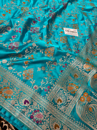 Elegant Firozi Banarasi Saree with Rich Zari Weaving