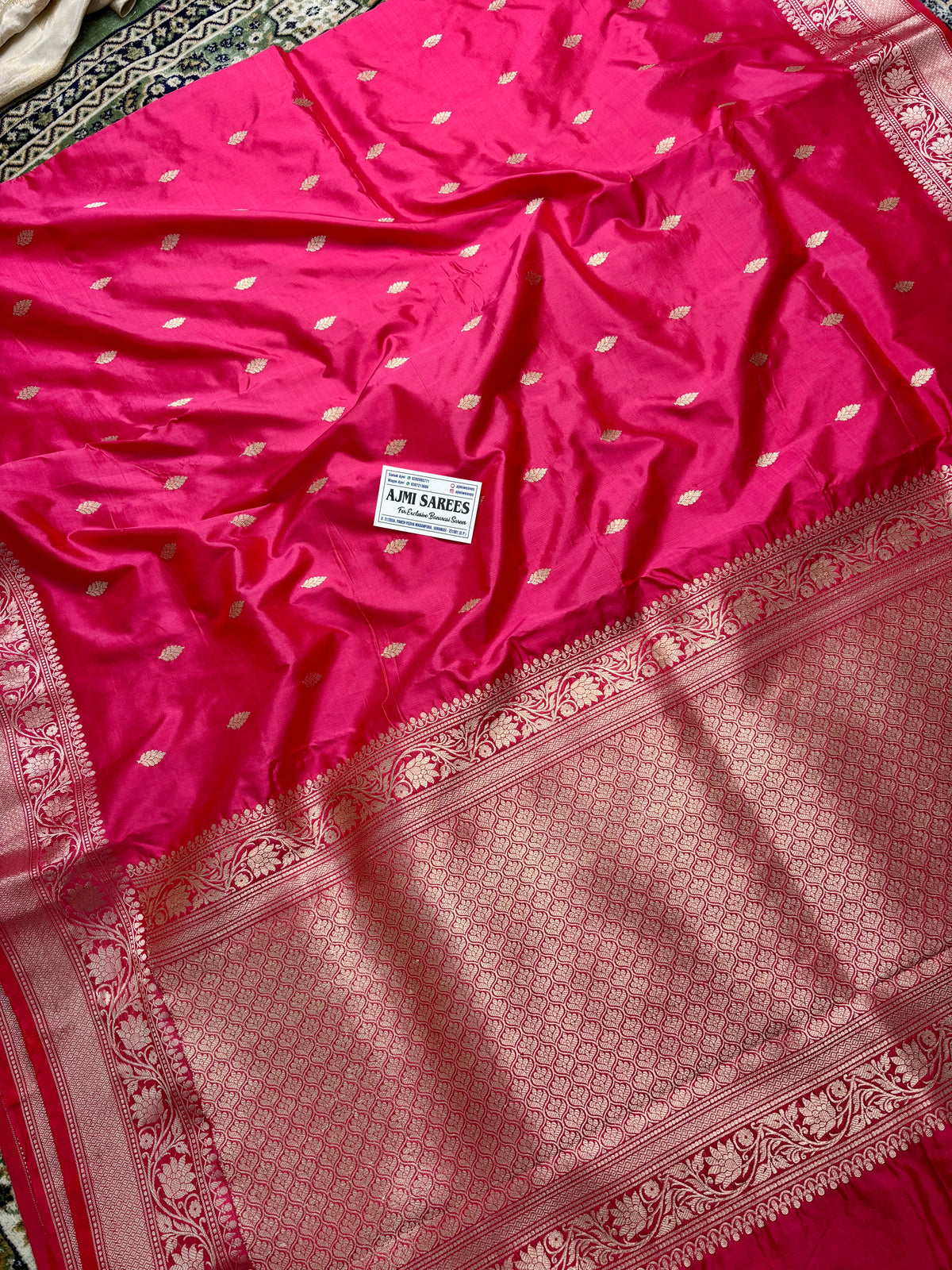 Pure Katan Silk Handloom Banarasi Saree – Strawberry × Pink Dual Tone All-Over Kadwa Motifs Banarasi Saree