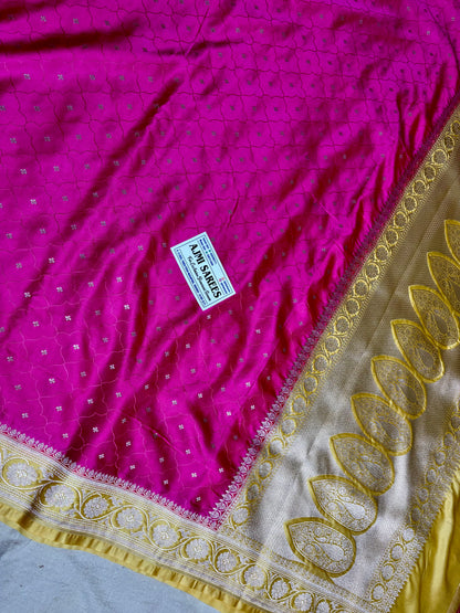 Festive Wear Gajri Banarasi Saree with Contrast Border