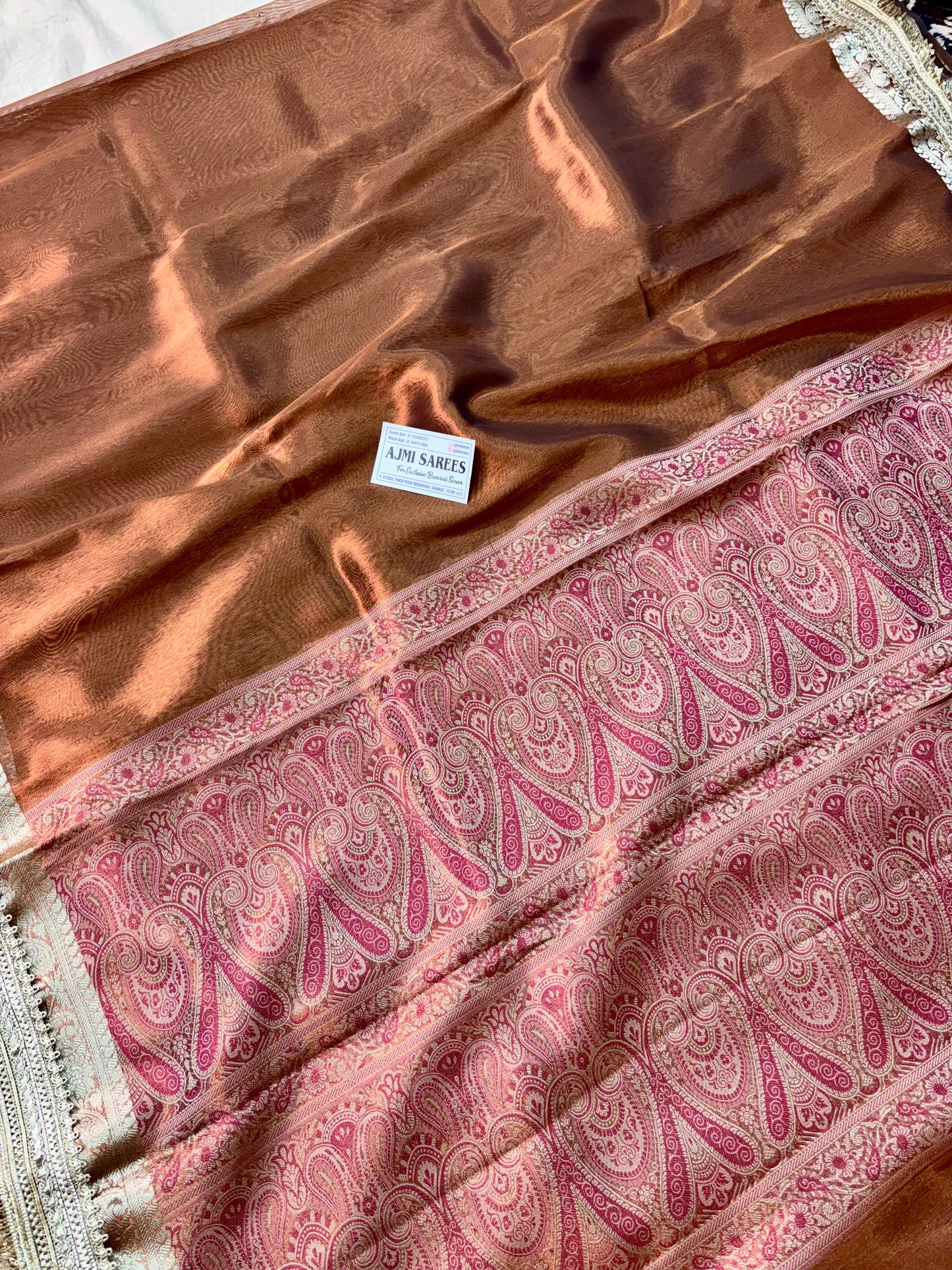 Festive Rust Orange Tissue Saree with Traditional Tilfi Pallu