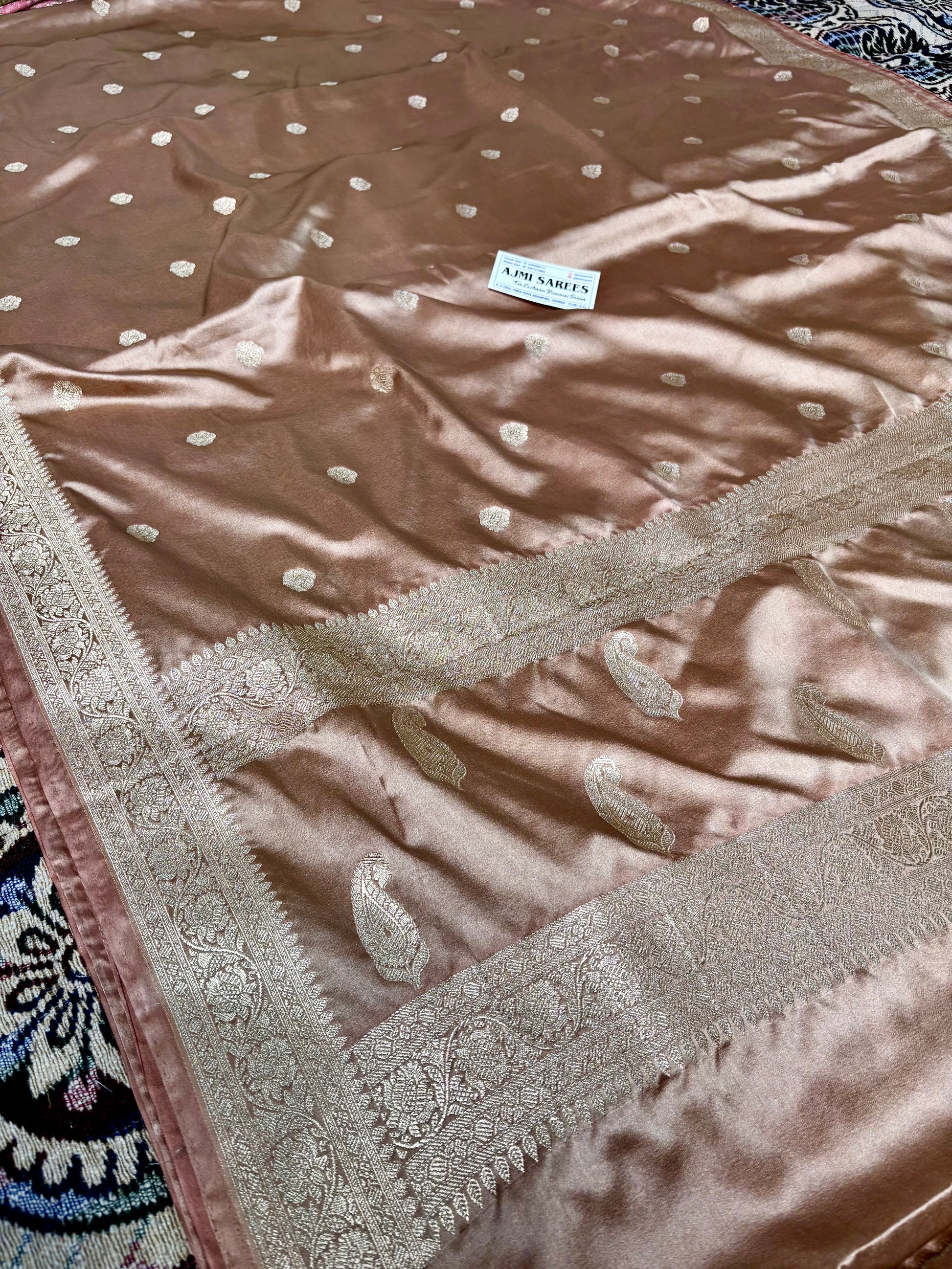 Festive copper mashru katan silk banarasi saree design