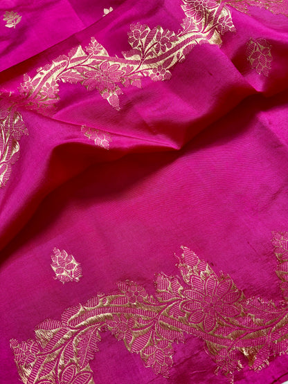 traditional handloom saree orange pink silk drape