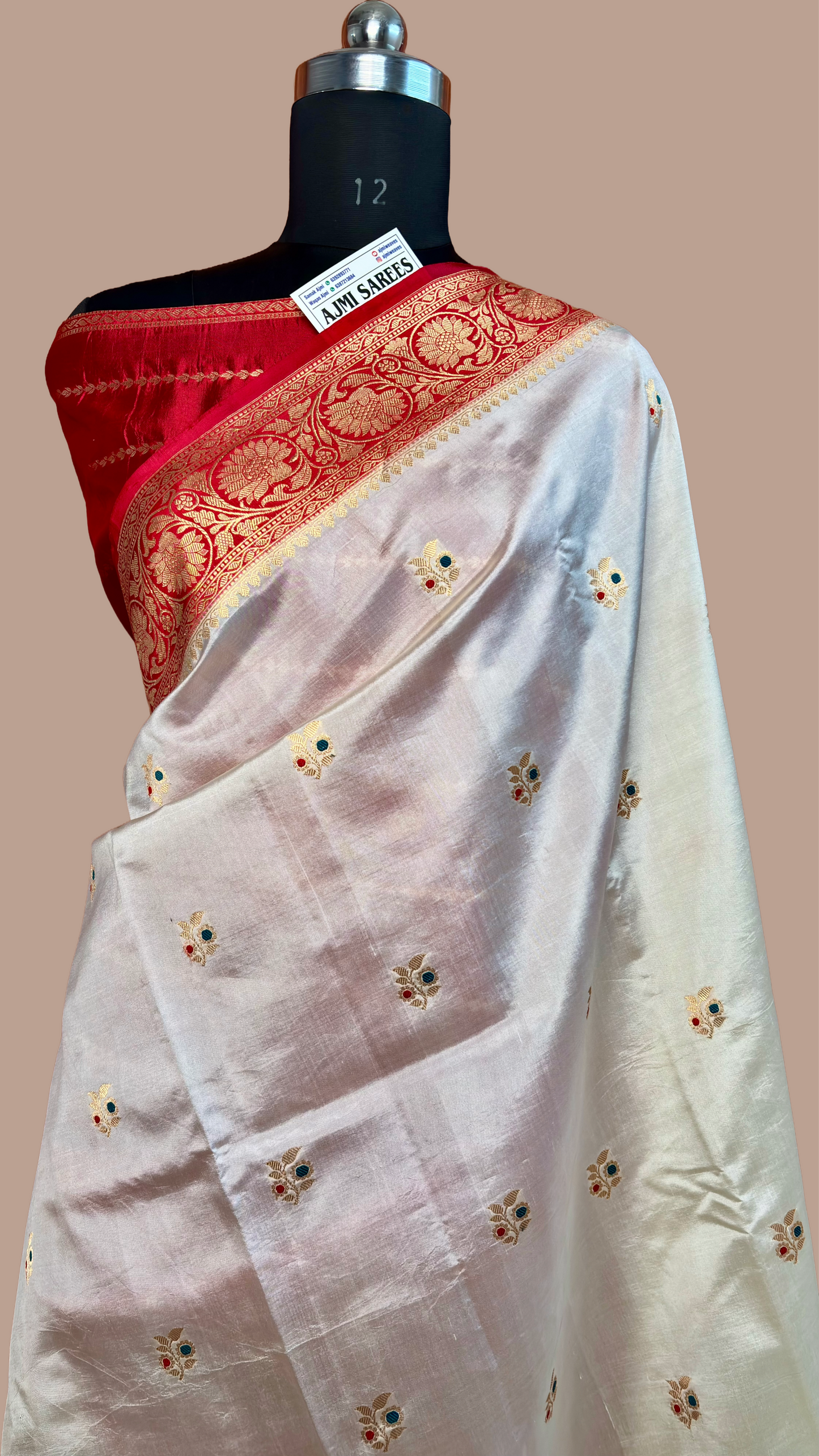 pure mango silk kadwa saree red border