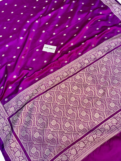 Magenta wedding Banarasi saree with rich golden zari border