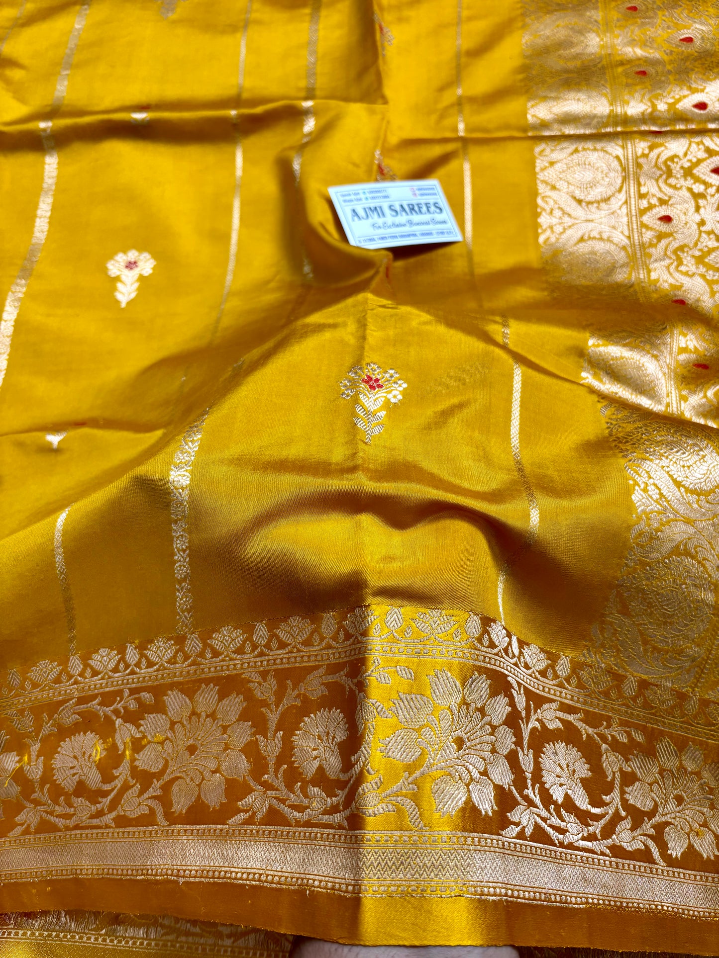 authentic varanasi mango silk kadwa banarasi saree gold mustard shade