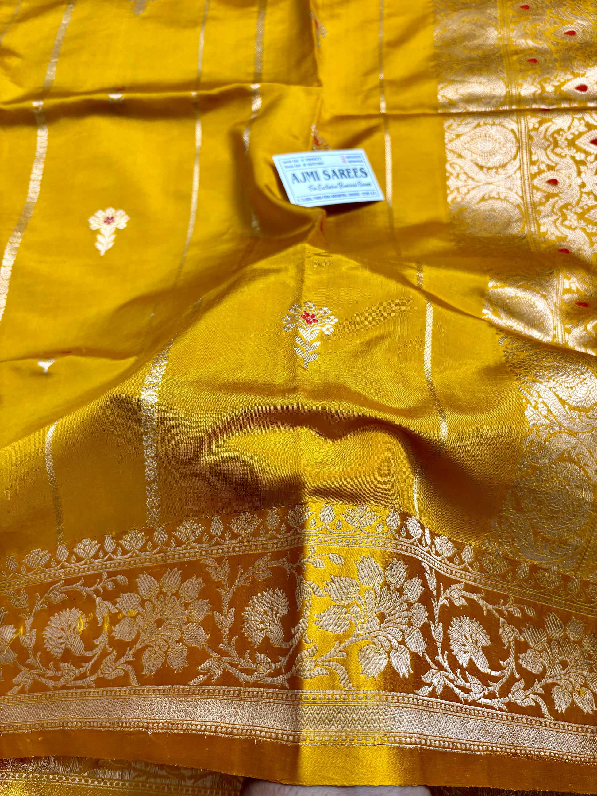 authentic varanasi mango silk kadwa banarasi saree gold mustard shade