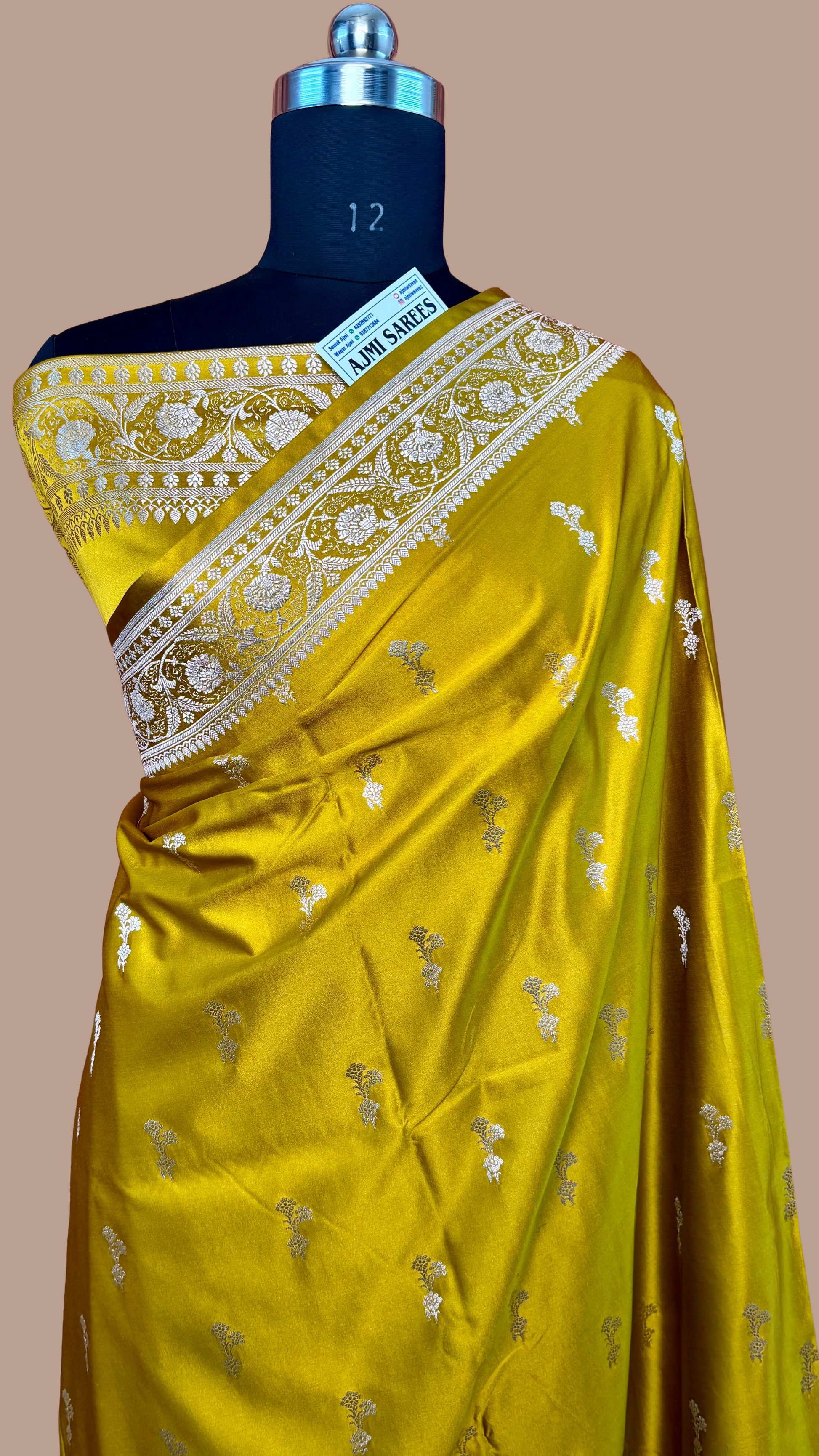 premium mustard mashru katan silk saree with classic design