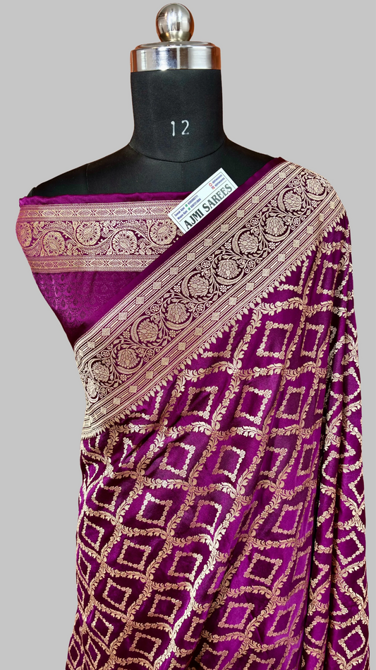 Royal Purple Premium Mashru Katan Silk Banarasi Saree Banarasi Saree