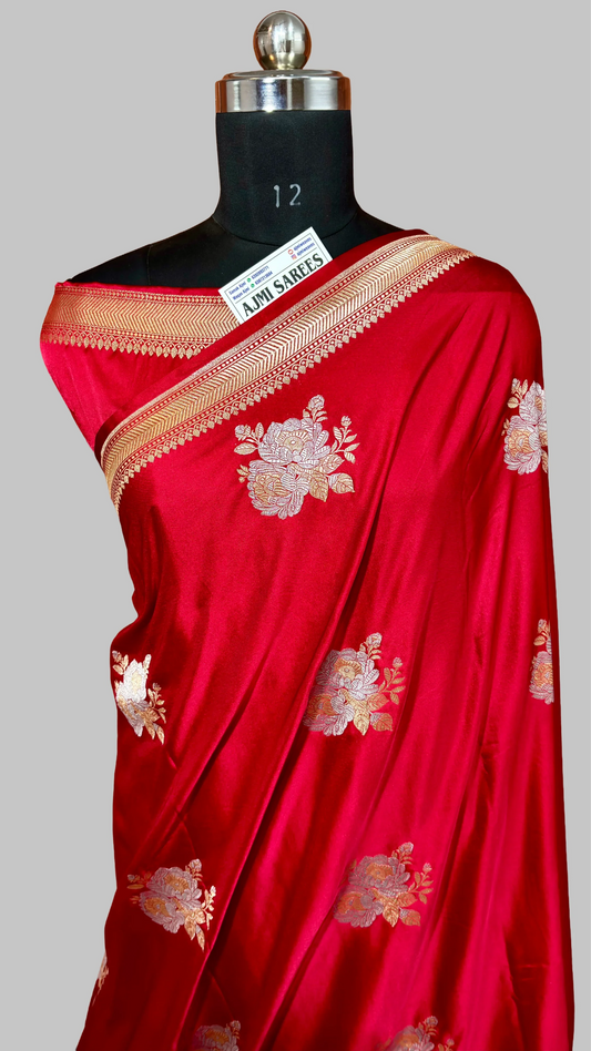 Premium Mashru Katan Silk Banarasi Saree With All Over Sona Rupa Motifs Banarasi Saree