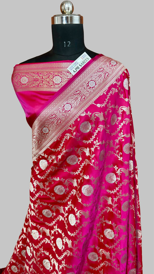 Premium Mashru Katan Silk Banarasi Saree In Dual Tone Bridal Saree