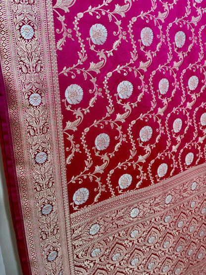 Premium Mashru Katan Silk Banarasi Saree In Dual Tone Bridal Saree