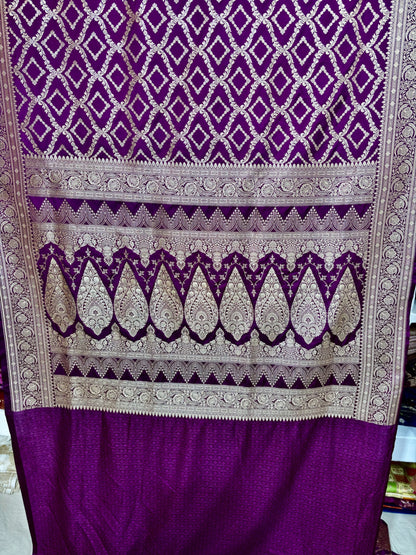 Royal Purple Premium Mashru Katan Silk Banarasi Saree Banarasi Saree