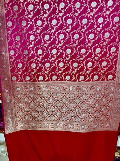 Premium Mashru Katan Silk Banarasi Saree In Dual Tone Bridal Saree