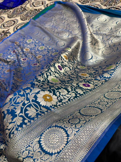Green & Royal Blue Dual Tone Mashru Katan Silk Banarasi Saree Banarasi Saree
