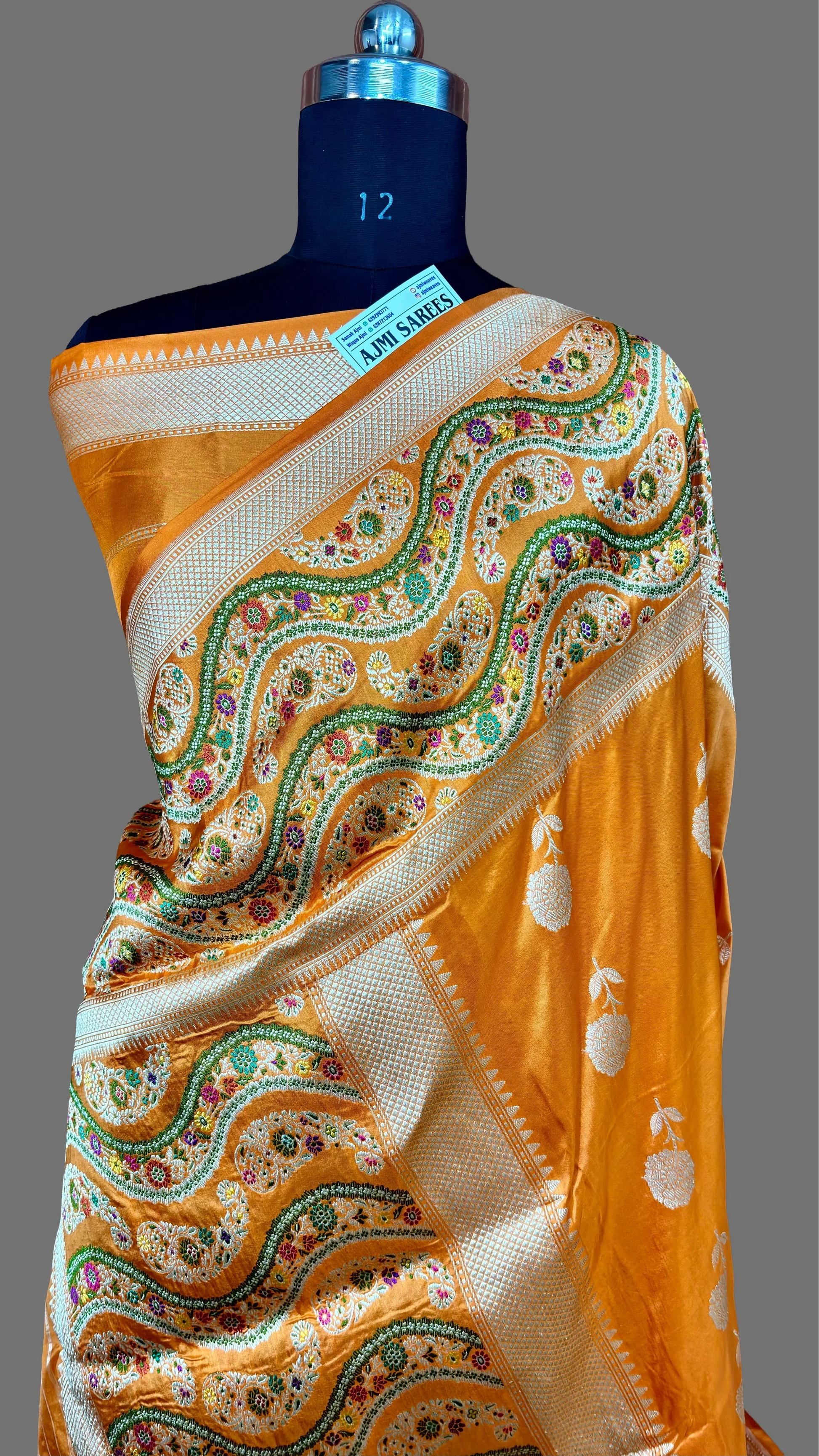 100% Pure Katan Silk Handloom Kadwa Tilfi Banarasi Saree with All-Over Boota Pure Katan Silk Banarasi Saree