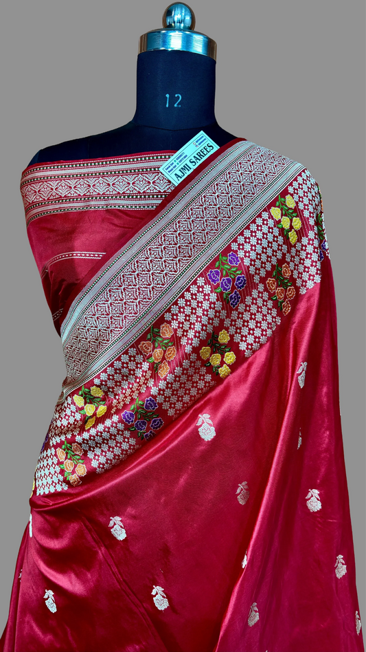100% Pure Katan Silk Handloom Tilfi Banarasi Saree - All Over Kadwa Motifs Pure Katan Silk Banarasi Saree