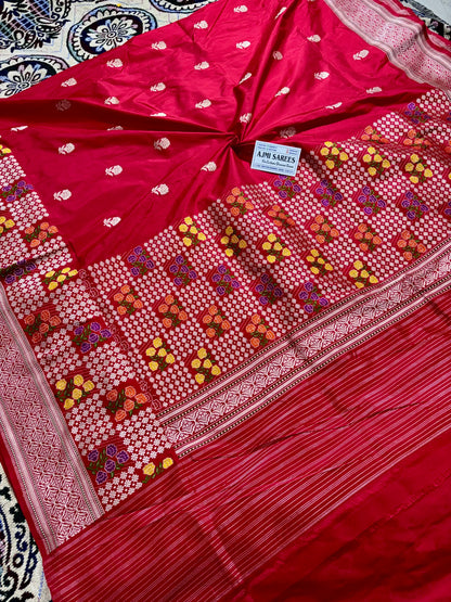 100% Pure Katan Silk Handloom Tilfi Banarasi Saree - All Over Kadwa Motifs Pure Katan Silk Banarasi Saree