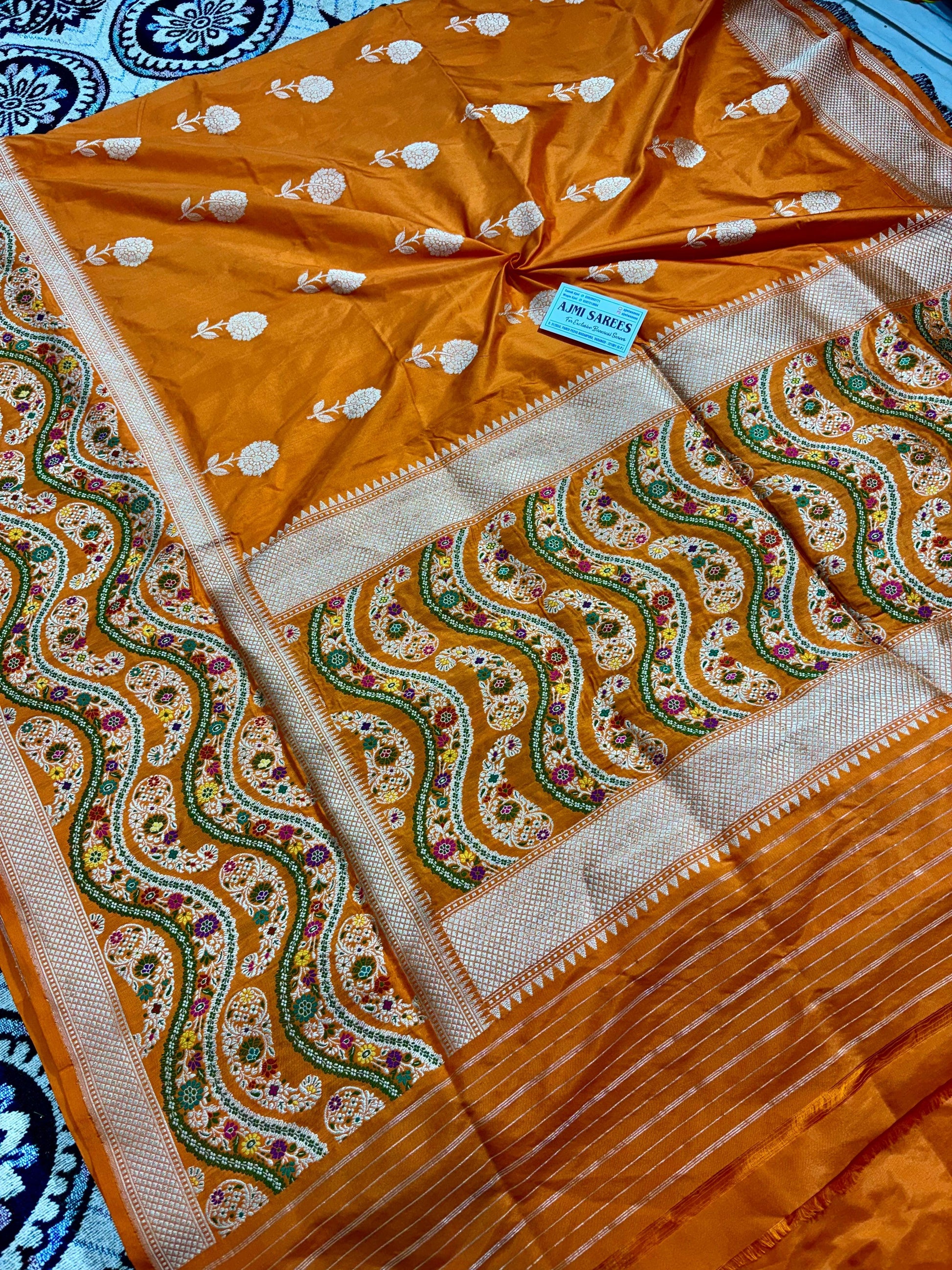 100% Pure Katan Silk Handloom Kadwa Tilfi Banarasi Saree with All-Over Boota Pure Katan Silk Banarasi Saree