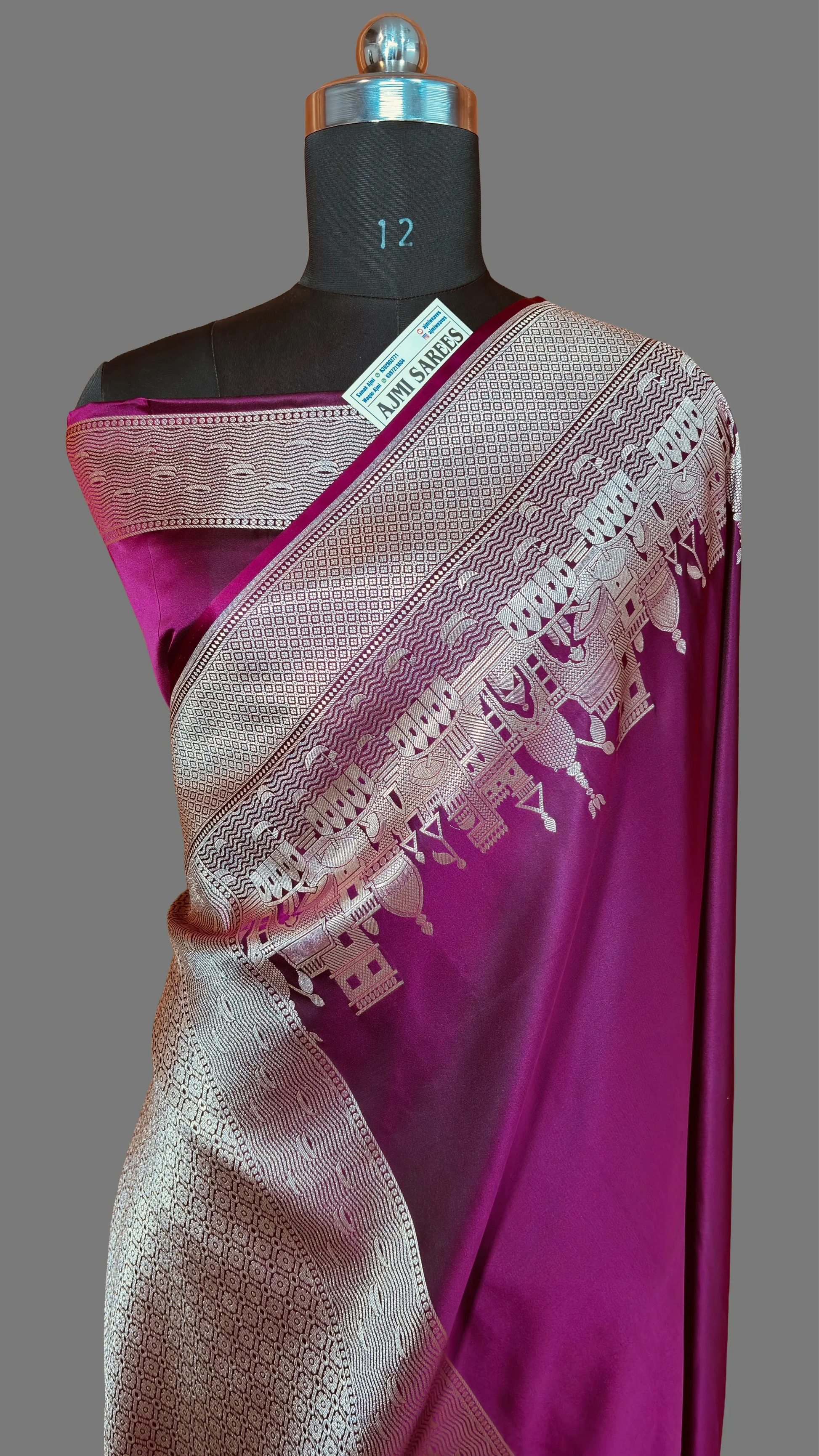 Luxury Mashru Katan Silk Banarasi Ghat Border Saree in Rich Dual Tone Finish Banarasi Saree