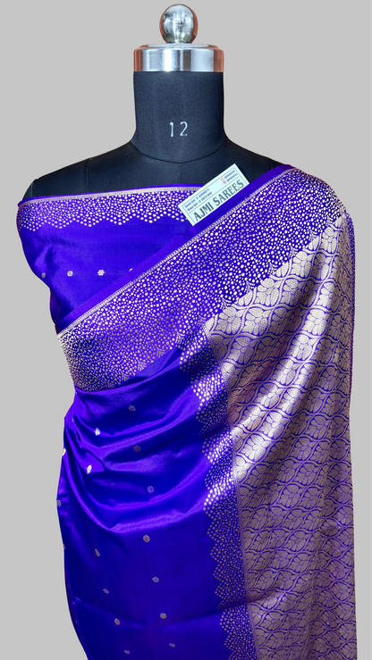 100% Pure Mango Silk Handloom Banarasi Saree All Over Kadwa Motifs Pure Mango Silk Banarasi Sarees