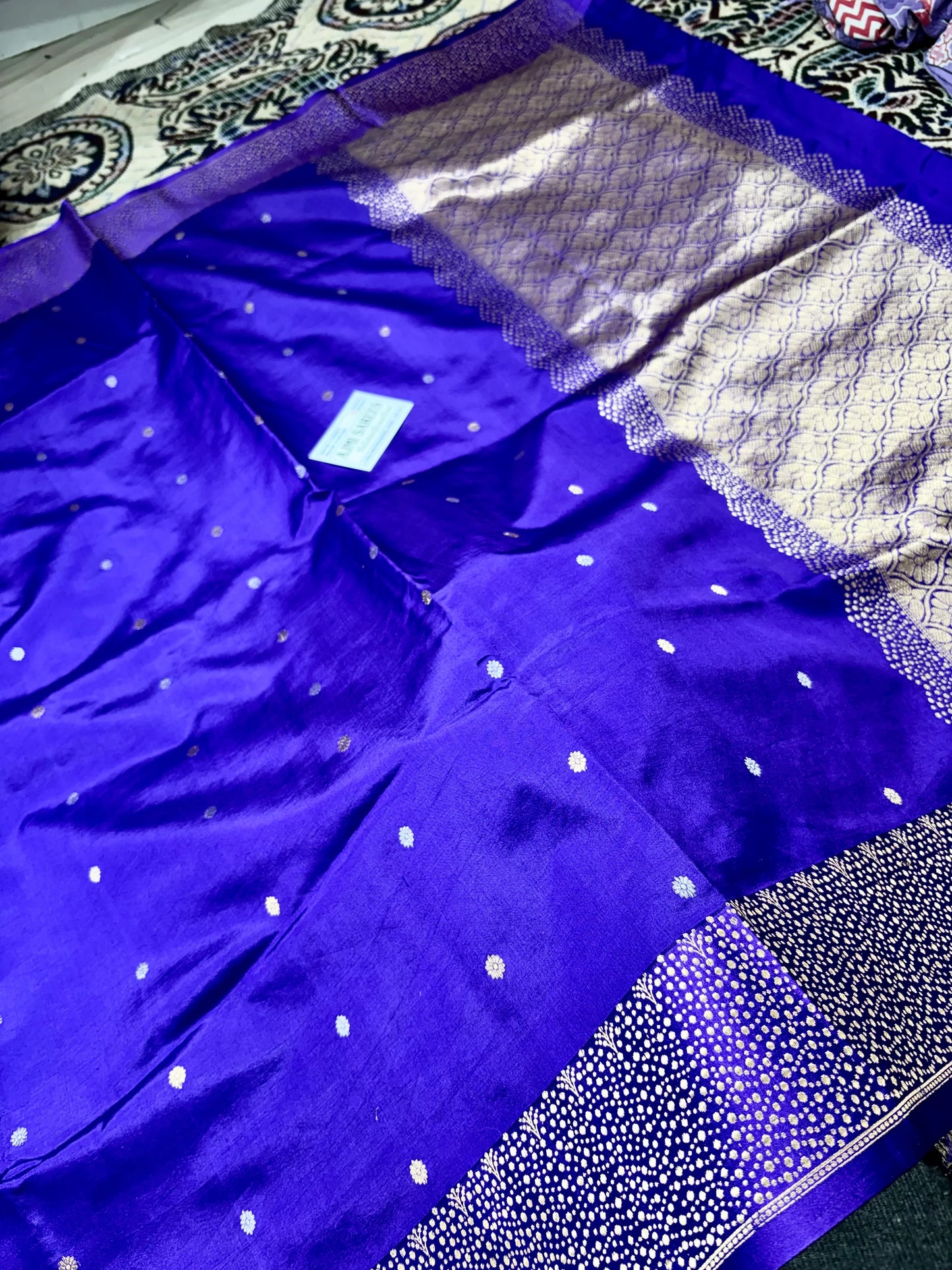 100% Pure Mango Silk Handloom Banarasi Saree All Over Kadwa Motifs Pure Mango Silk Banarasi Sarees