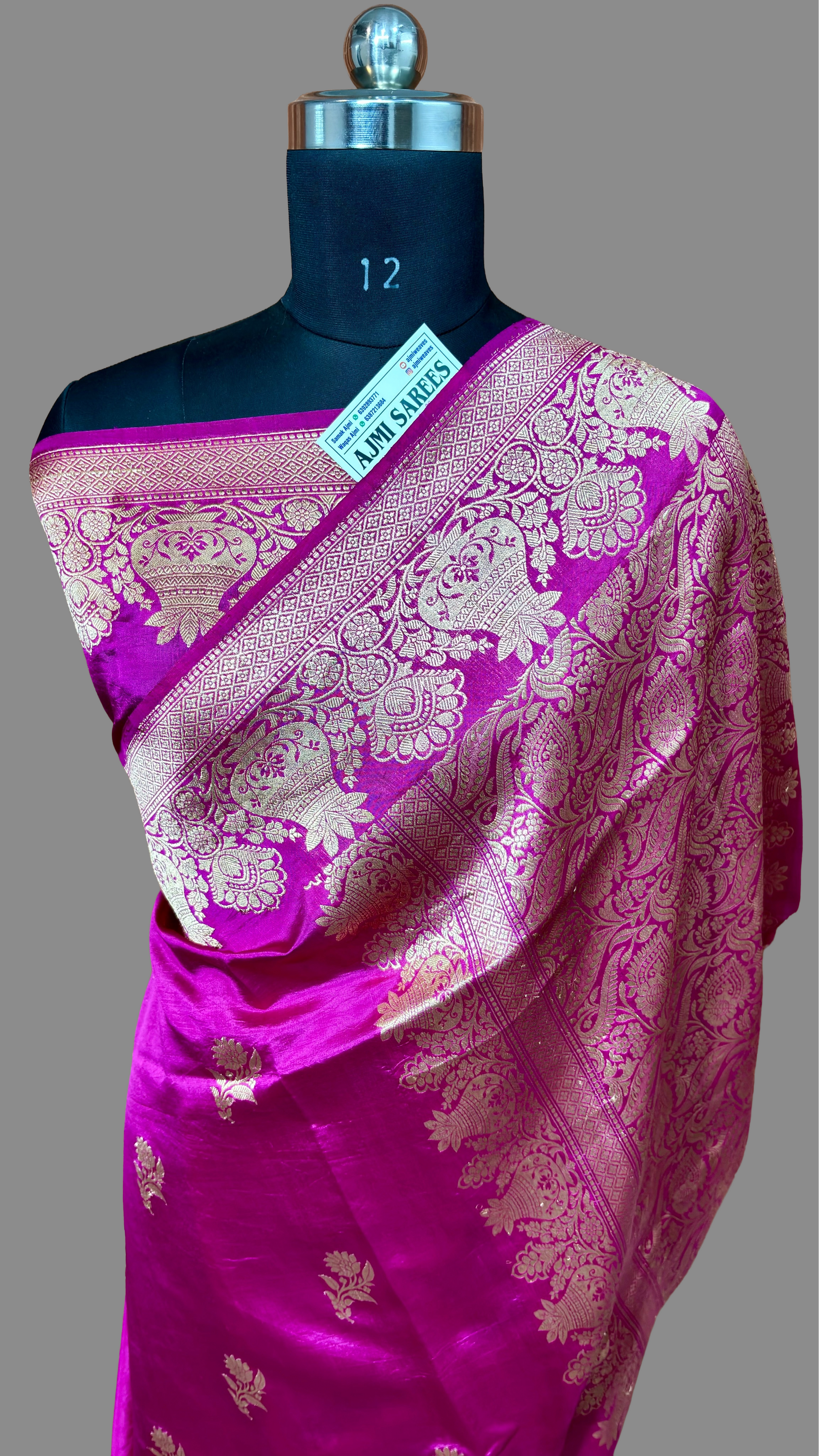 Rani Colour 100% Pure Mango Silk Handloom Banarasi Saree with All-Over Kadwa Motifs Pure Mango Silk Banarasi Sarees