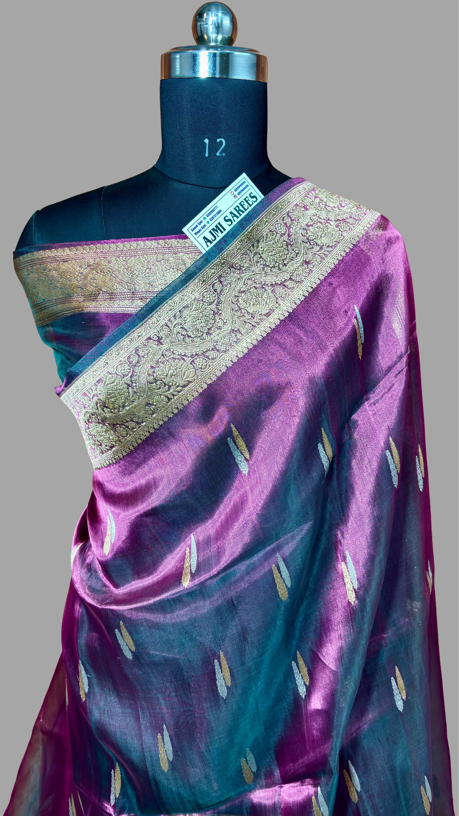 100% Pure Kora Tissue Handloom Banarasi Saree with All-Over Sona Rupa Kadwa Motifs Pure kora tissue silk banarasi saree