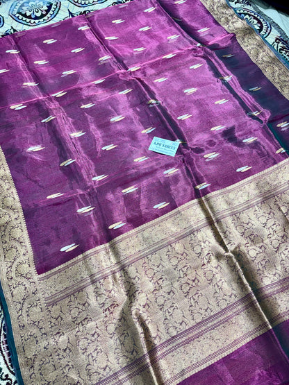 100% Pure Kora Tissue Handloom Banarasi Saree with All-Over Sona Rupa Kadwa Motifs Pure kora tissue silk banarasi saree