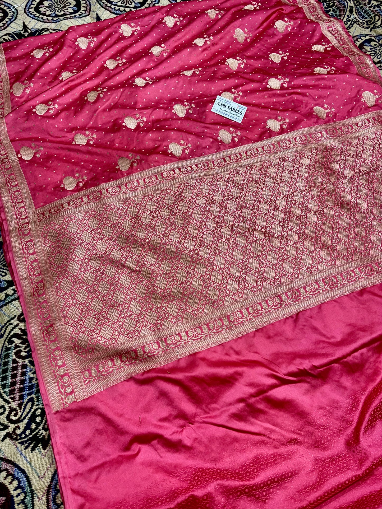 Strawberry Pink Fancy Mashru Katan Silk Banarasi Saree Mashru Katan Silk Banarasi Saree