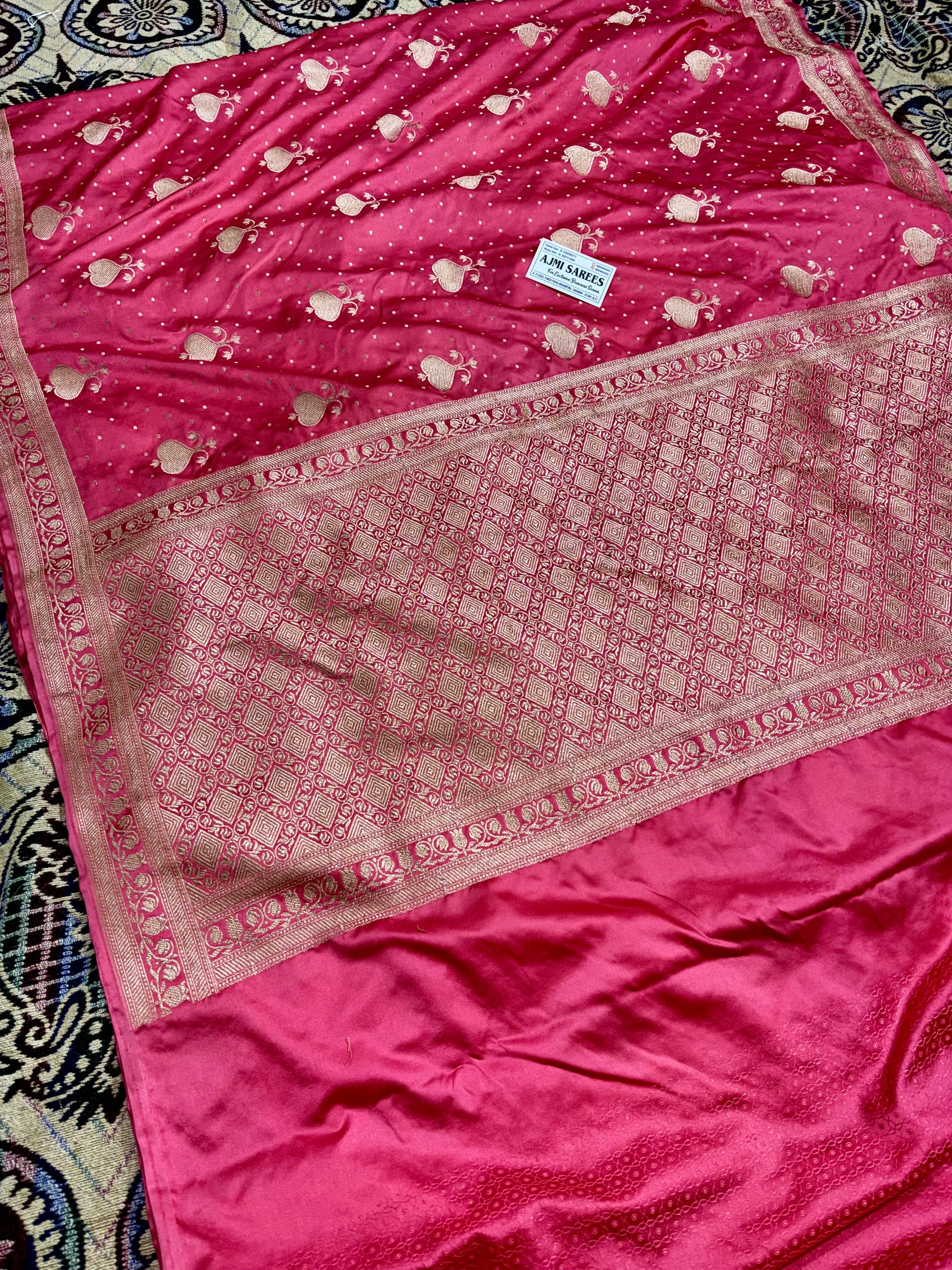Strawberry Pink Fancy Mashru Katan Silk Banarasi Saree Mashru Katan Silk Banarasi Saree