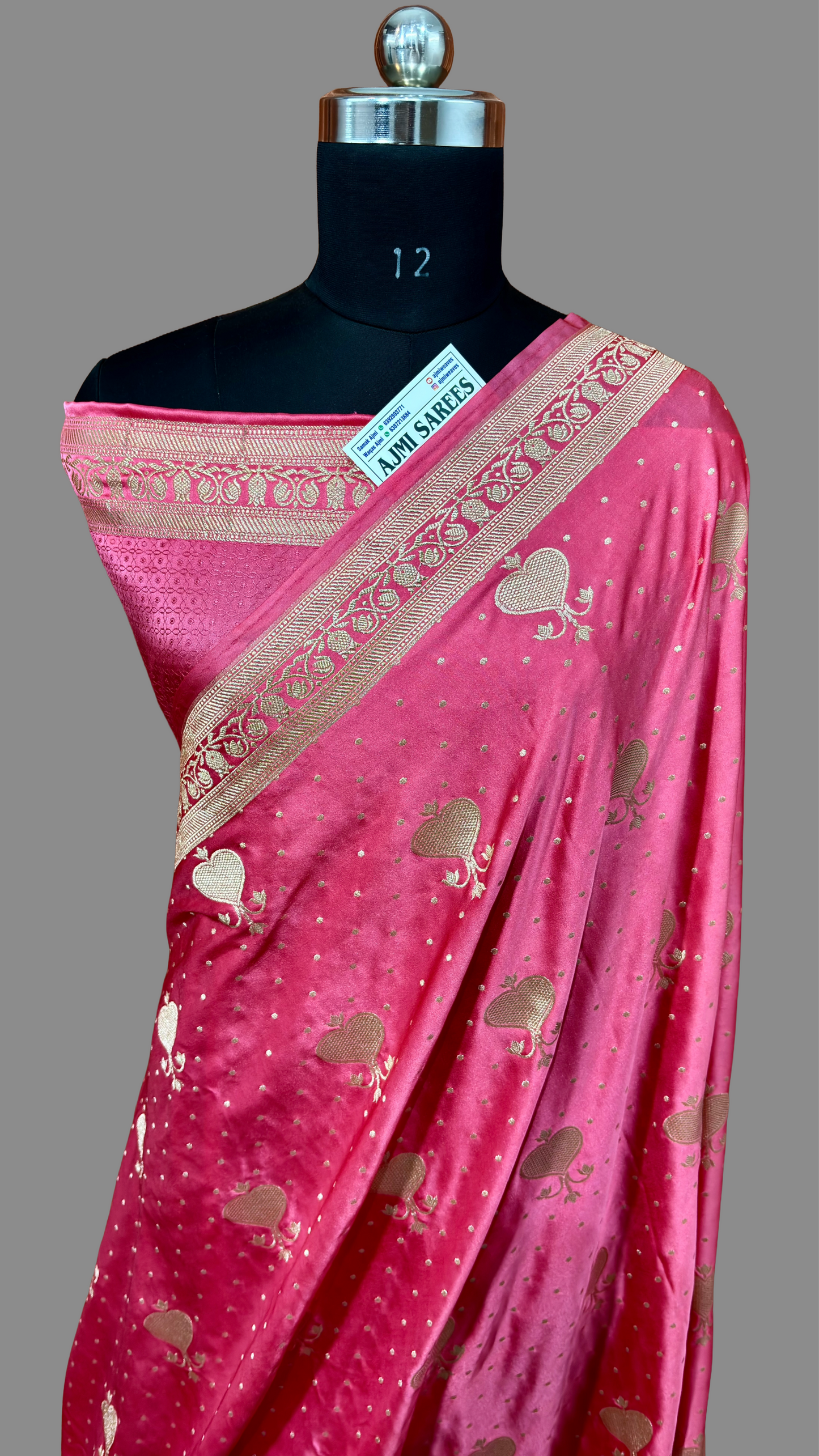 Strawberry Pink Fancy Mashru Katan Silk Banarasi Saree Mashru Katan Silk Banarasi Saree