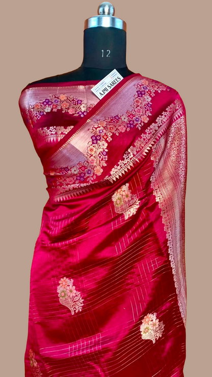 Luxury Mango Silk Banarasi saree with woven floral pallu