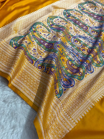Deep Royal Purple Banarasi Katan Silk Saree with Tilfi Woven Paisley Pallu